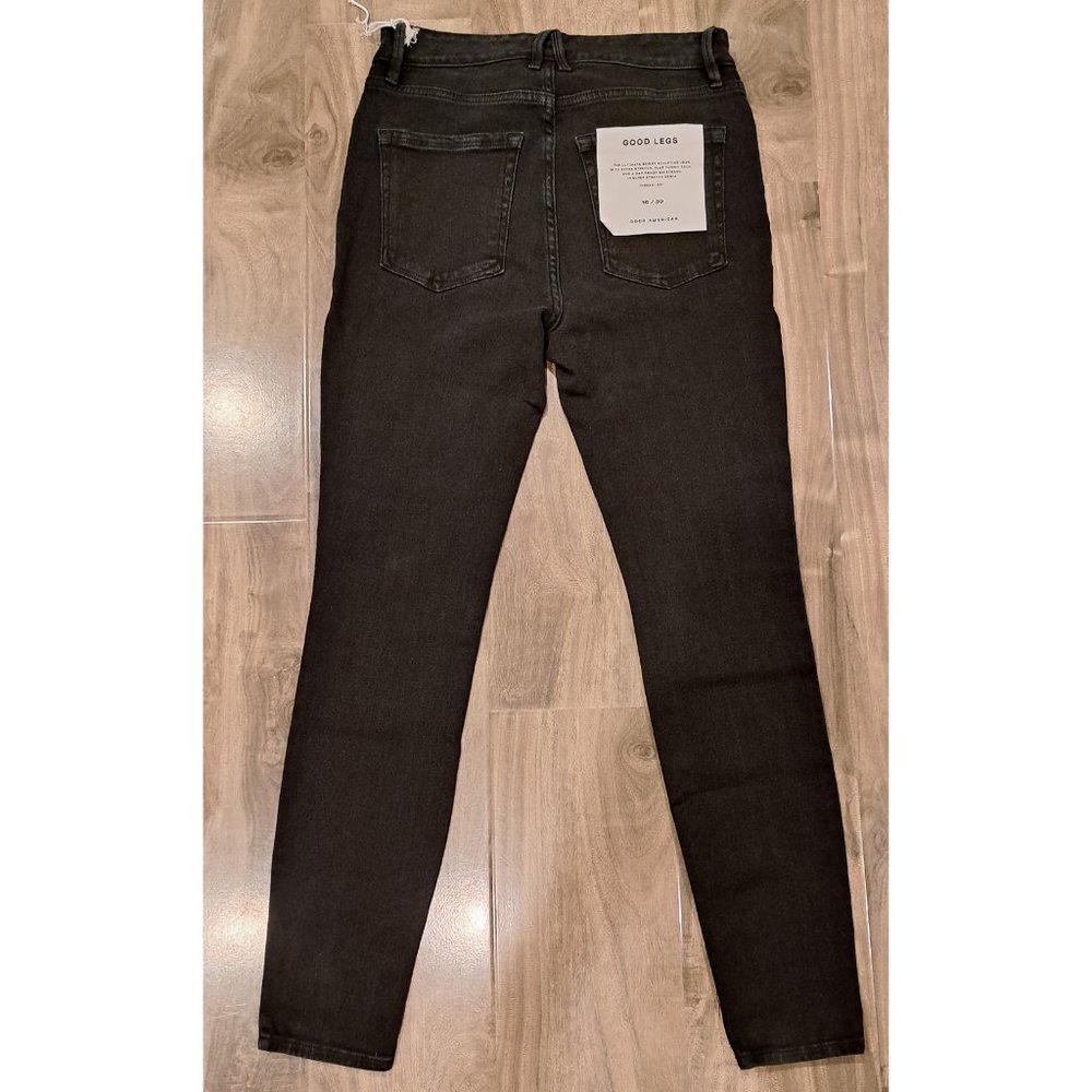 Good American Good Waist Slit Jeans GLSW419T Black210 10 / 30 FITS LIKE 8 - Picture 6 of 7